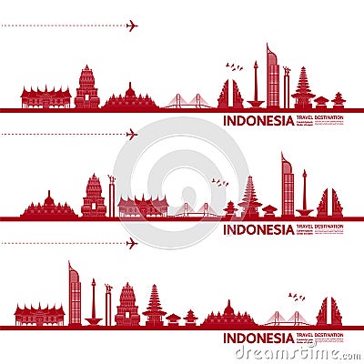 INDONESIA travel destination vector illustration. Vector Illustration