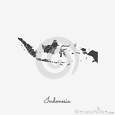 Indonesia region map: grey outline on white. Vector Illustration