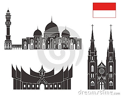 Indonesia. Set Vector Illustration