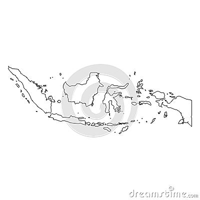 Indonesia - solid black outline border map of country area. Simple flat vector illustration Vector Illustration