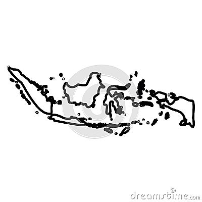 Indonesia - solid black outline border map of country area. Simple flat vector illustration Vector Illustration