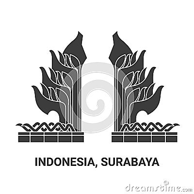 Indonesia, Surabaya travel landmark vector illustration Vector Illustration