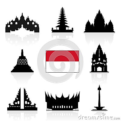 Indonesia Travel Icons. Vector Illustration