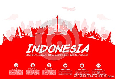 Indonesia Travel Landmarks. Vector Illustration