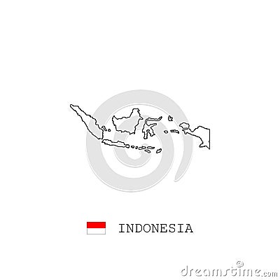 Indonesia vector map outline, line, linear. Indonesia black map on white background. Indonesia Vector Illustration