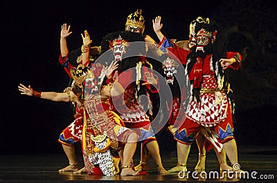 INDONESIA WAYANG WONG PERFORMANCE THEATRICAL DANCE CULTURE Editorial Stock Photo