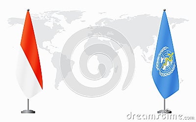 Indonesia and World Health Organization flags for official m Vector Illustration