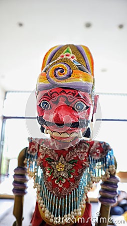 Indonesian authentic wayang golek, wooden carved rod puppet Editorial Stock Photo