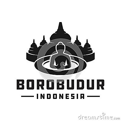 Indonesian Borobudur temple logo Vector Illustration