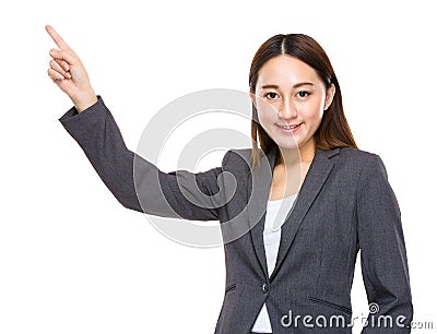 Indonesian Chinese mixed race businesswoman finger up Stock Photo