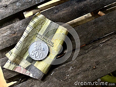 Indonesian currency with a small nominal Cartoon Illustration