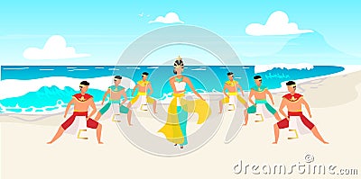 Indonesian dances flat vector illustration Vector Illustration
