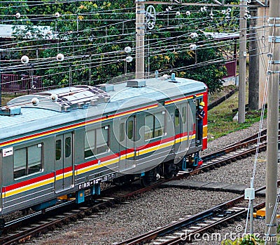 The Indonesian Electric Railroad, sections around the largest metropolitan area are used as this commuter train network Editorial Stock Photo