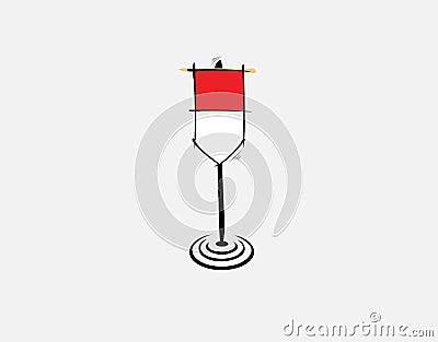 Indonesian flag on White background in vector illustration Vector Illustration