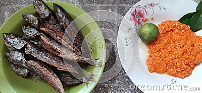 Indonesian Food : tongkol goreng balado Stock Photo