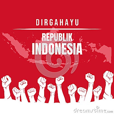 Indonesian Independence Day, text and background Vector Illustration