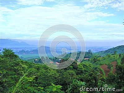 Indonesian mountain view in west java provinces Stock Photo