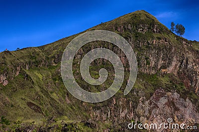 Indonesian mountains, Bali Island, the Active volcano of Batur. Stock Photo