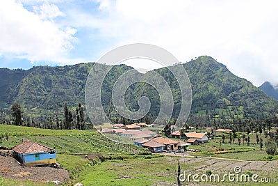 Indonesian Mountains Village, Near Volcano Mont Bromo Stock Photo