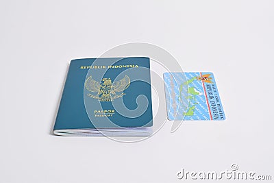 Indonesian Passport and Indonesian identity cards (KTP) Stock Photo