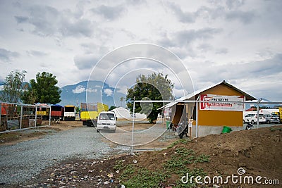 Indonesian Red Cross Logistic Base In Palu For Earth Quake, Tsunami and Liquefaction Disaster Editorial Stock Photo