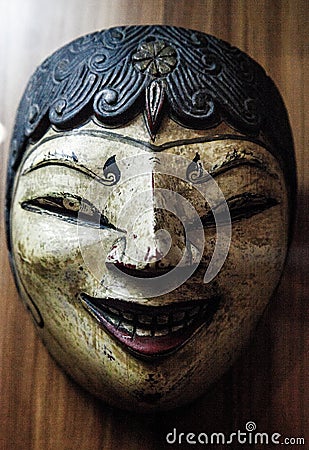 Indonesian Traditional wooden mask Editorial Stock Photo