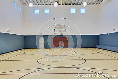 Indoor basketball court Stock Photo