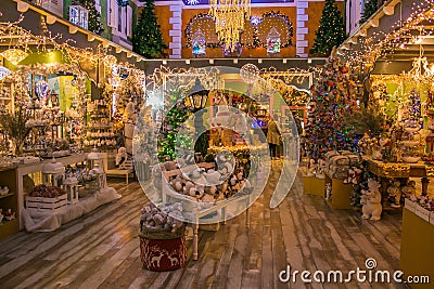 The indoor of christmas shop, the reign of santa claus Editorial Stock Photo