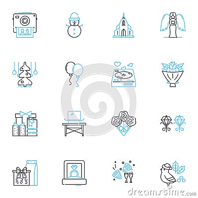 Indoor design studio linear icons set. Design, Creativity, Elegance, Innovation, Functionality, Sophistication, Beauty Vector Illustration