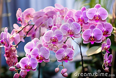Indoor flowering plant pink orchid phalaenopsis Stock Photo