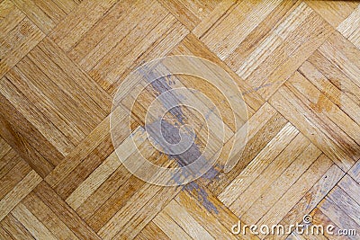 Old parquet floor with scratch marks Stock Photo