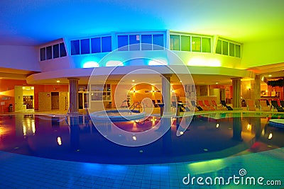 Indoor Hotel Swimming Pool By Night Editorial Stock Photo