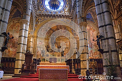 Indoor interior of cathedral Duomo on Miracoli Squ Editorial Stock Photo