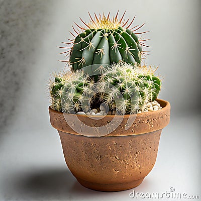 Potted Prickly Charm: Bringing the Desert Indoors with Cacti Stock Photo