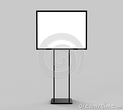 Indoor Pedestal Steel Sign Stand poster banner advertisement Display, Lobby Menu Board. Blank white 3d rendering. Stock Photo