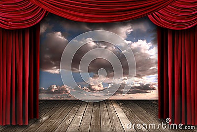 Indoor Perormance Stage With Red Velvet Theater Cu Stock Photo