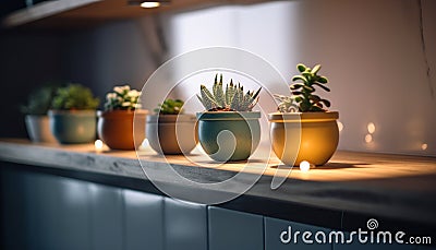 Indoor plant collection adds elegance to apartment generated by AI Stock Photo