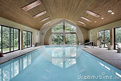 Indoor pool with skylights Stock Photo