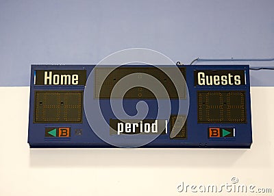 Indoor Sports Scoreboard Stock Photo