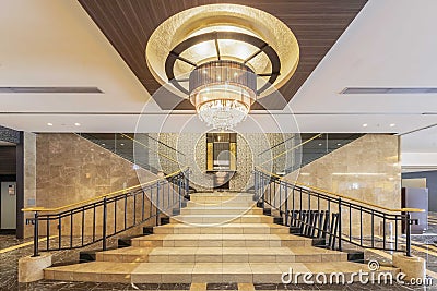 Indoor staircase hall and large luxurious ceiling Stock Photo