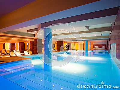 Indoor swimming pool Stock Photo