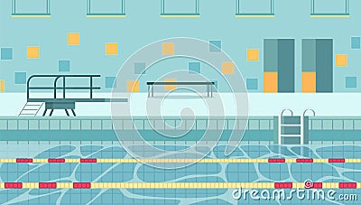 Indoor Swimming Pool Based within School Grounds Vector Illustration