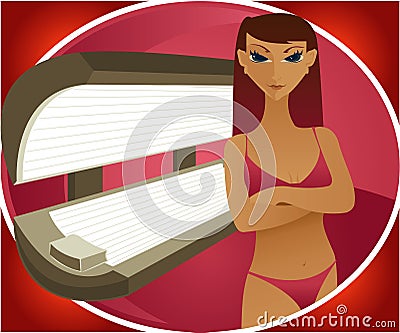 Indoor Tanning - Brunette Stock Photo