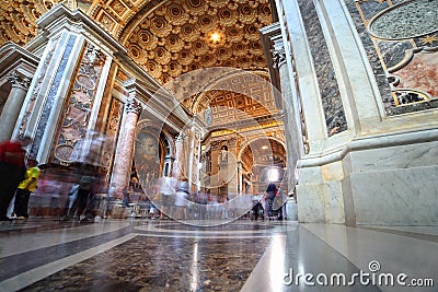 Indoor view of Basilica di San Pietro in Rome Editorial Stock Photo