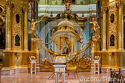 Indoor view of Peter and Paul Cathedral, St. Petersburg, Russia Editorial Stock Photo