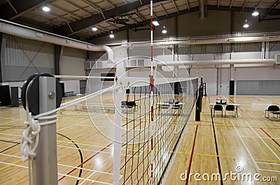 Indoor Volleyball Court Stock Photo