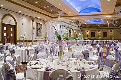 Indoor wedding reception hall Stock Photo