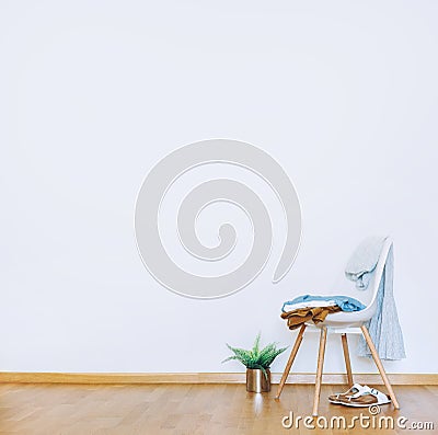 Indoors flat wall mockup in Earthy Neutrals Tones Stock Photo