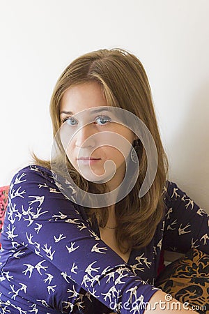 Indoors portrait of young woman Stock Photo