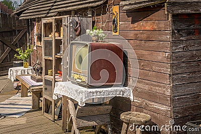 A scene of a living room outdoors. Stock Photo